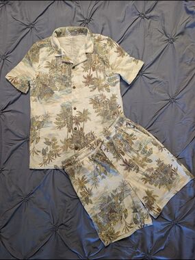 Carter's Cream, Blue & Brown Tropical Kids Matching - Vacation Vibes - Size 14